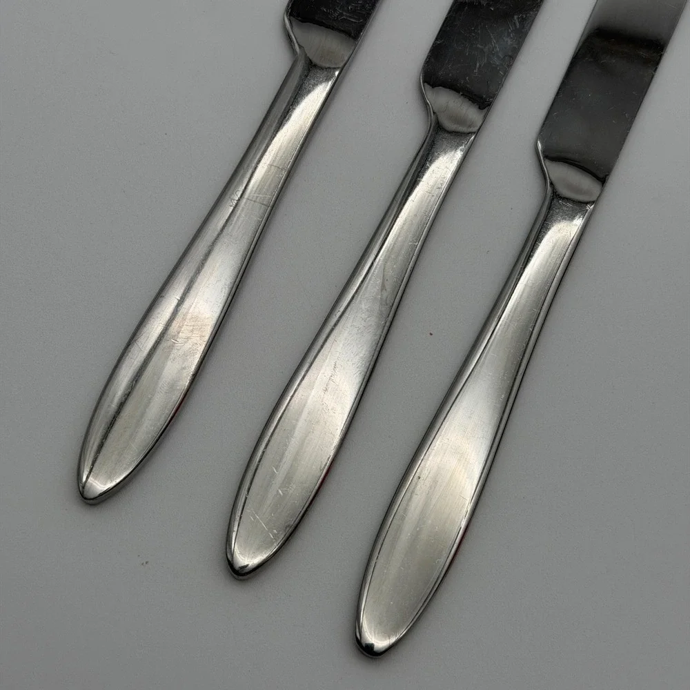 Pfaltzgraff Stainless Steel Serrated Dinner Knives Set of 3 Silver Flatware